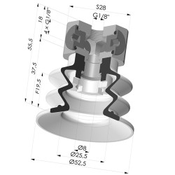 Sauggreifer 2.5 Falten Serie 96 Ø 52MM