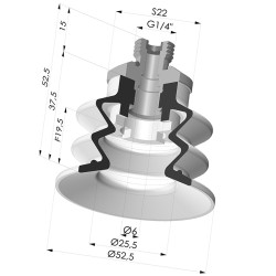 Sauggreifer 2.5 Falten Serie 96 Ø 52MM