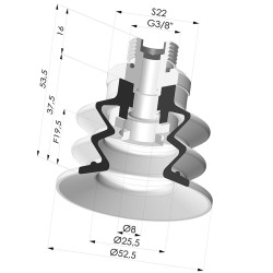 Sauggreifer 2.5 Falten Serie 96 Ø 52MM
