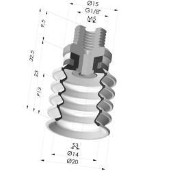 Sauggreifer 4.5 Falten Serie 92 Ø 20MM