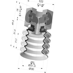 Sauggreifer 4.5 Falten Serie 92 Ø 30MM