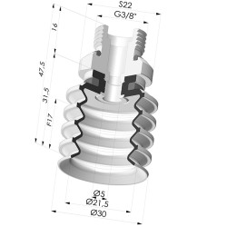 Ventouse 4.5 Soufflets Série 92 Ø 30MM