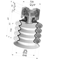 Sauggreifer 4.5 Falten Serie 92 Ø 50MM