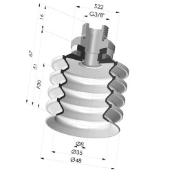 Sauggreifer 4.5 Falten Serie 92 Ø 50MM