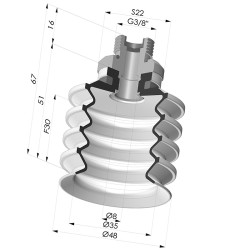 Sauggreifer 4.5 Falten Serie 92 Ø 50MM