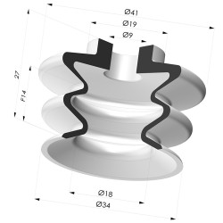 Sauggreifer 2.5 Falten Serie 370s Ø35MM