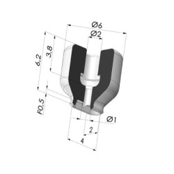 Ovale Sauggreifer Serie PFG 4x2 mm 