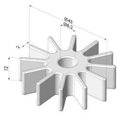 Zahnrad mit 12 Zähnen  Serie RD Ø 43 mm