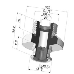 Abtrennbarer Halter AG 3/8G - mit Düse