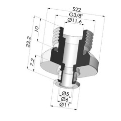 Inserto macho removível de 3/8G