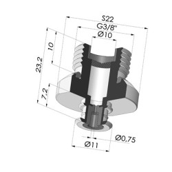 Inserto macho removível de 3/8G - com bico