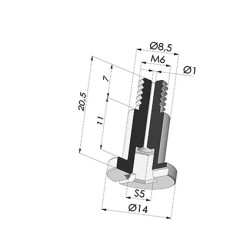 Schraube M6 - ØKopf 14 mm - L 20.5 mm