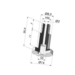 Schraube M6 - ØKopf 14 mm - L 20.5 mm