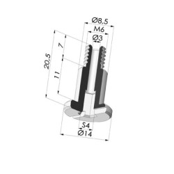 Schraube M6 - ØKopf 14MM - L 20.5MM