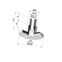 Schraube M6 - ØKopf 20MM - L 14MM