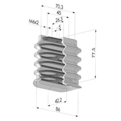 Ovale Sauggreifer  4.5 Fuelles Serie 4BO 86x42MM - Renf