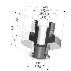 Abtrennbarer Halter  AG 3/8G - mit Filter