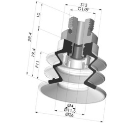 Sauggreifer 2.5 Falten Serie 96C Ø 25MM