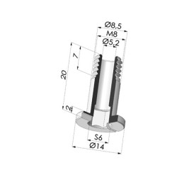 Schraube M8 - ØKopf 14MM - L 20MM