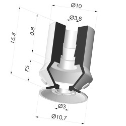 Sauggreifer 1.5 Falten Serie 8 Ø 10.7MM