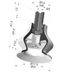 Sauggreifer 1.5 Falten Serie 8 Ø 31MM