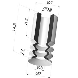 Sauggreifer 2.5 Falten Serie 8 Ø7MM
