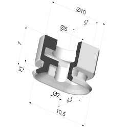 Sauggreifer oval  Serie 4V 10.5x6.5MM