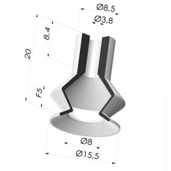 Sauggreifer 1.5 Falten Serie 8 Ø 16MM