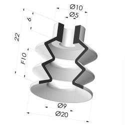 Sauggreifer 2.5 Falten Serie 8 Ø20MM