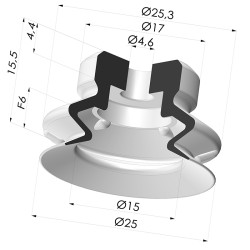 Flachsauggreifer  1.5 FaltenSerie PJG Ø 25 mm