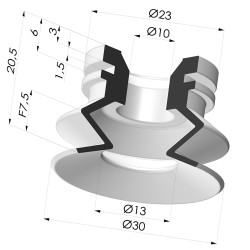 Sauggreifer 1.5 Falten Serie 8SC 1 Ø 30MM
