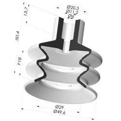 Sauggreifer 2.5 Falten Serie 8B Ø 50MM