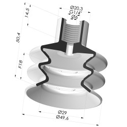 Sauggreifer 2.5 Falten Serie 8B Ø 50MM
