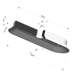 Sauggreifer oval  Serie 4V 36x12MM