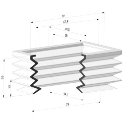 Ventosa Rectangulaire Serie 4P 74x44MM