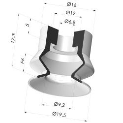 Sauggreifer 1.5 Falten Serie 8 Ø 20MM