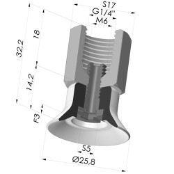 Flachsauggreifer Serie PFTF Ø 25.8 mm