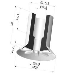 Flachsauggreifer Serie VCP Ø 25 mm