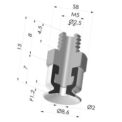 Flachsauggreifer Serie PFTM Ø 8.6 mm