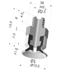 Flachsauggreifer Serie PFTM Ø 10.5 mm