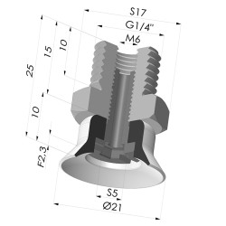Flachsauggreifer Serie PFTM Ø 21 mm