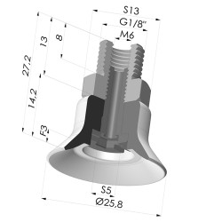 Flachsauggreifer Serie PFTM Ø 25.8 mm