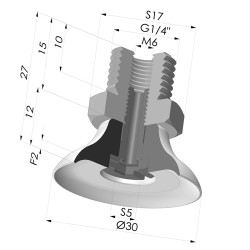 Flachsauggreifer Serie PFTM Ø 30 mm