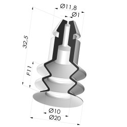 Sauggreifer 2.5 Falten Serie 8 Ø 20MM