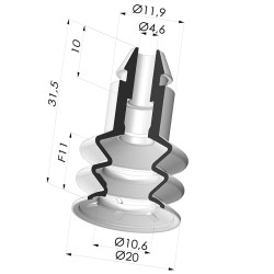 Sauggreifer 2.5 Falten Serie 8 Ø 20MM