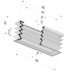 Ventosa Rectangulaire Serie 4PA 80x26MM