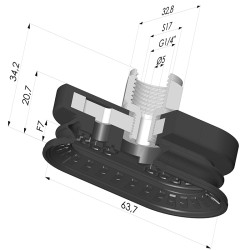 Sauggreifer oval 1.5 Falten Serie 4R 63.7x32.8 mm