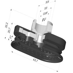 Sauggreifer oval 1.5 Falten Serie 4R 63.7x32.8 mm