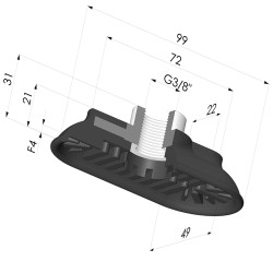 Ovale Sauggreifer  Serie 4R 99x49MM