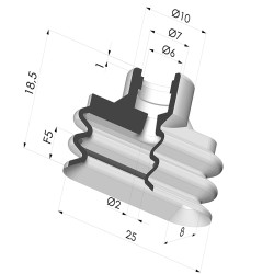 Sauggreifer oval 2.5 Falten Serie 4VS 25x8MM